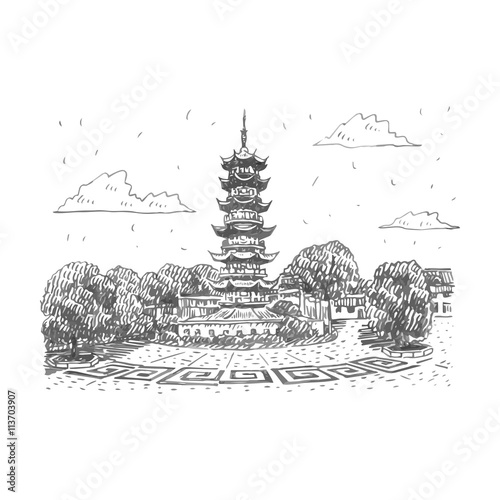 Canvas Print Old Longhua Pagoda in Shanghai, China