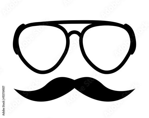 mustache and glasses hipster style  isolated icon design