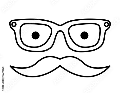 mustache and glasses hipster style  isolated icon design