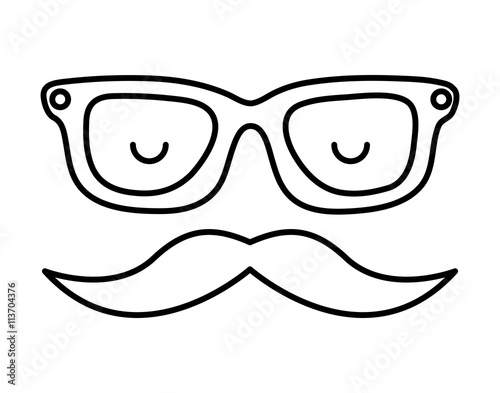 mustache and glasses hipster style  isolated icon design