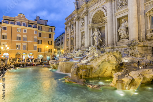 Beautiful Trevi fountain at evening, Rome, Italy