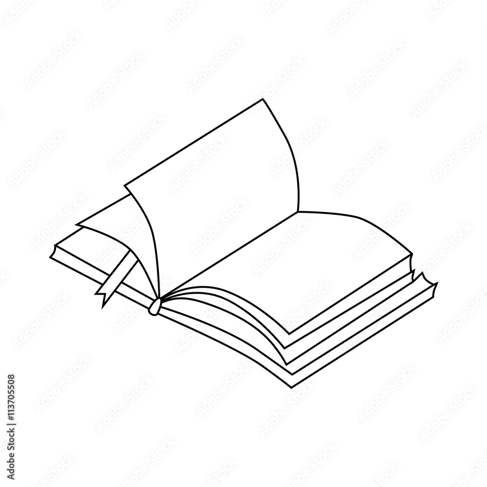 Book with bookmark icon, outline style Book with bookmark icon, outline style