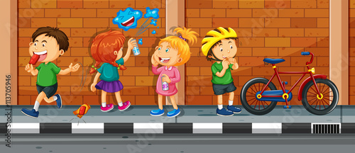 Children hanging out on the street