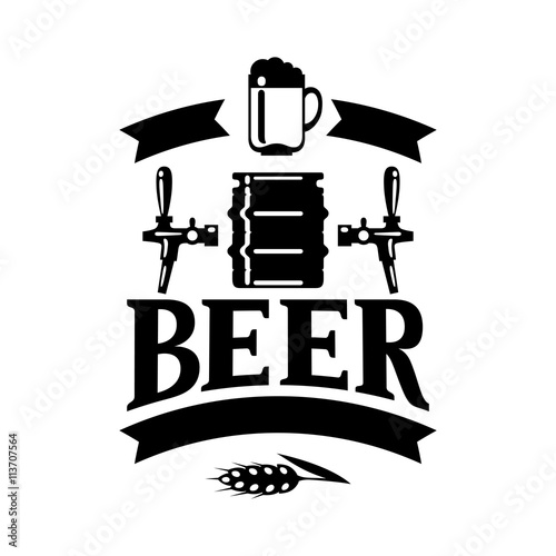 Beer label design with icons and objects