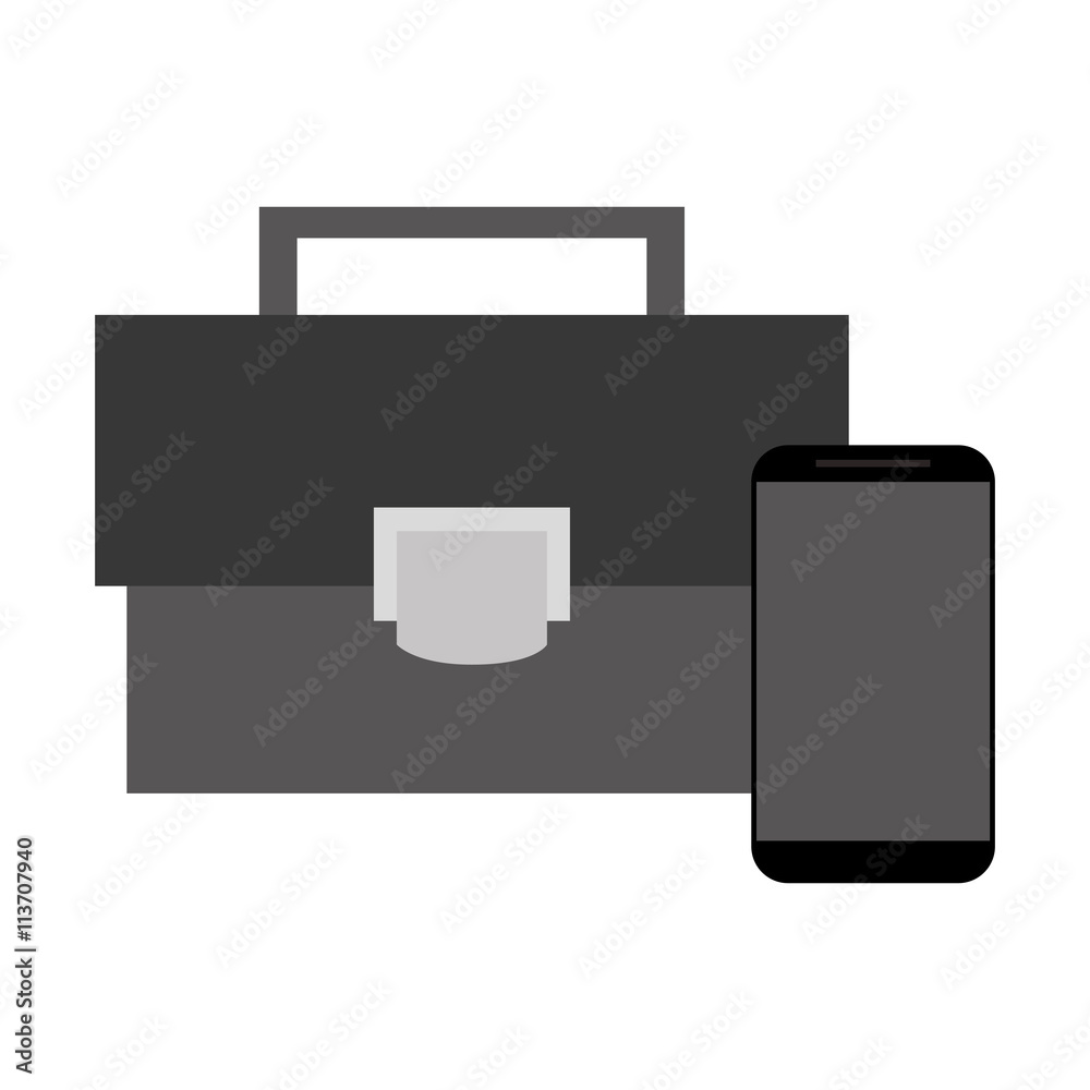 briefcase and cellphone , Vector illustration briefcase and cellphone , Vector illustration