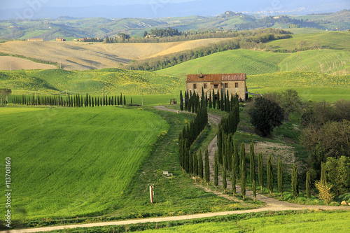 Bellissimo panorama della val d'Orcia in Toscana photo