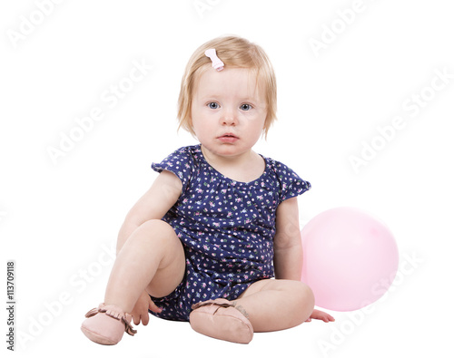 toddler girl on white background