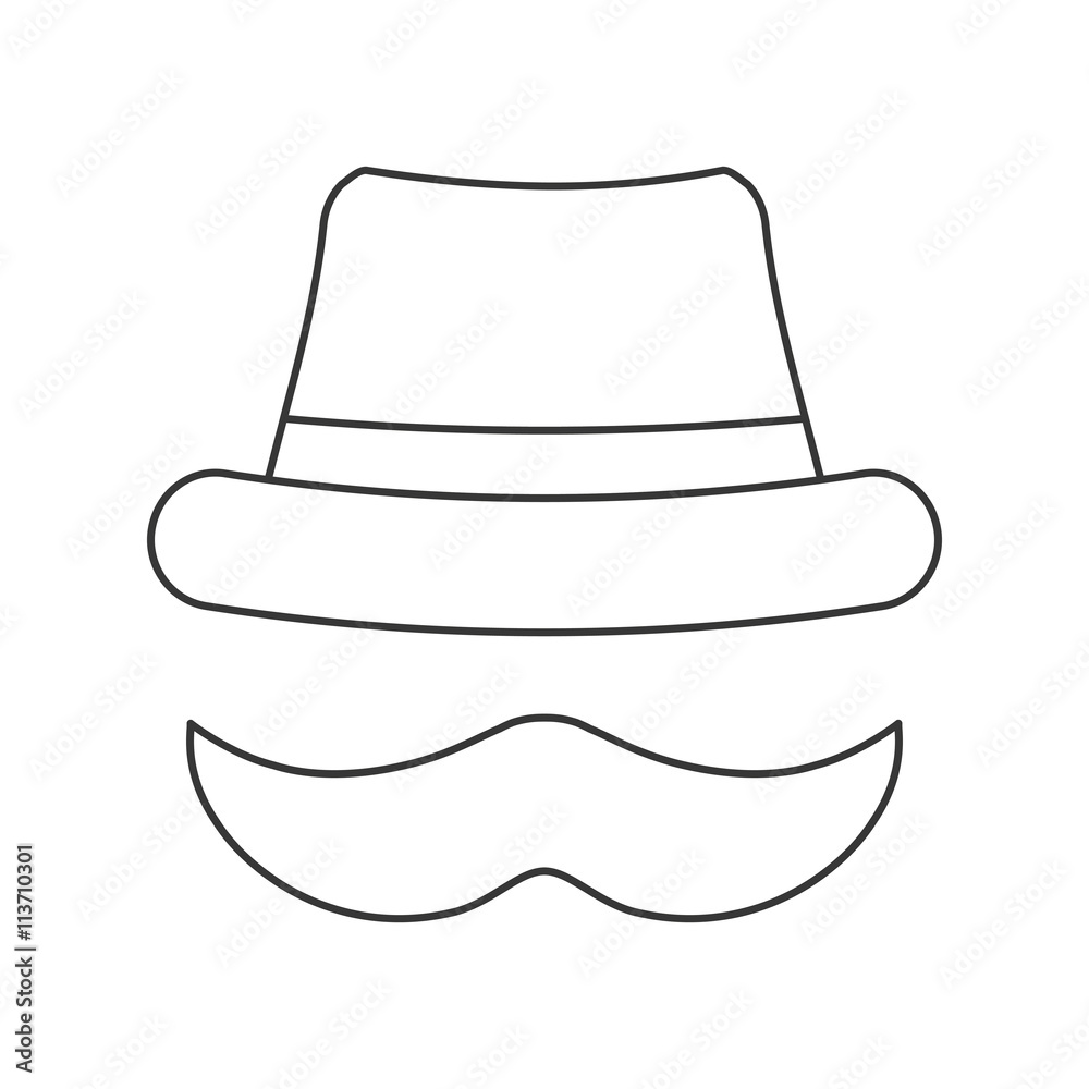 Hat and mustache icon. Hipster style concept, vector graphic Hat and mustache icon. Hipster style concept, vector graphic