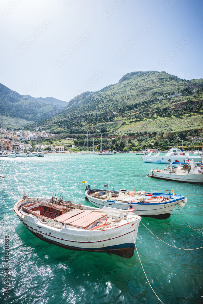 Enchanting fisching port in small town of Castellammare del Golfo on Sicily