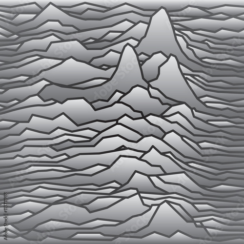The rhythm of the waves, the pulsar, vector lines design, broken lines, mountains