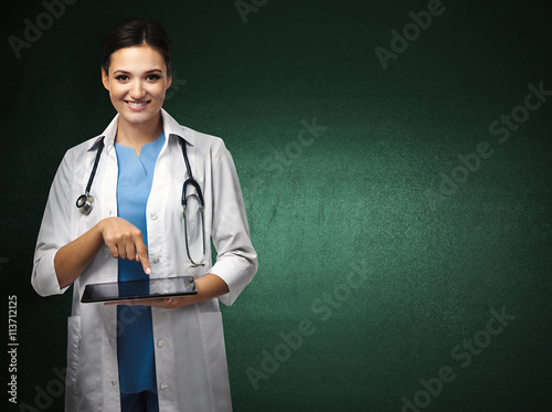 Smiling medical doctor hold...