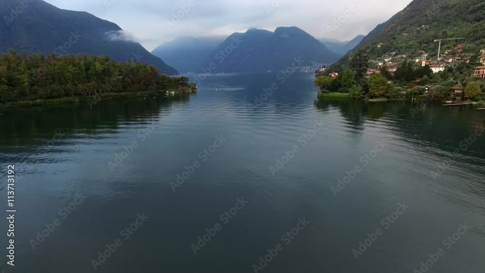 Flying on a Quadcopter Over Lake Como in Italy Flying on a Quadcopter Over Lake Como in Italy