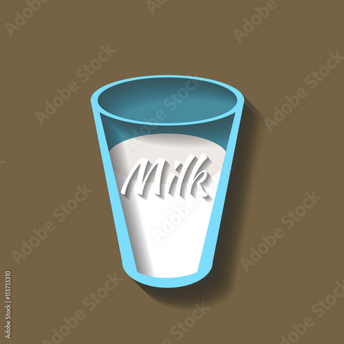 Glass of milk, paper cut style