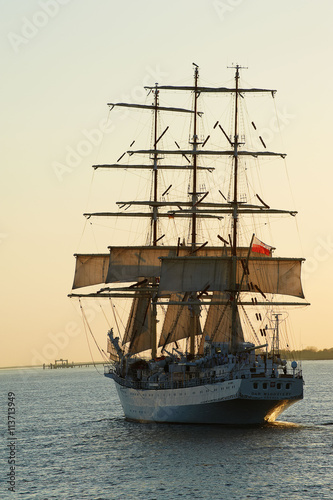 Sailing-ship in the sea 