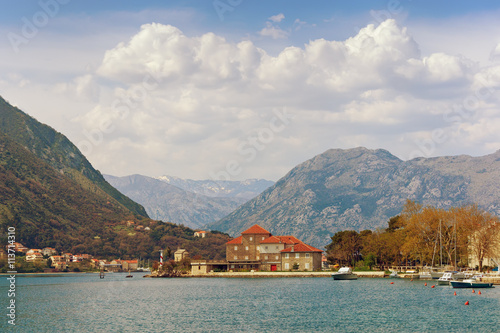 Montenegro. Kotor Bay (near Kotor city) with view of the Institute of Marine Biology. 