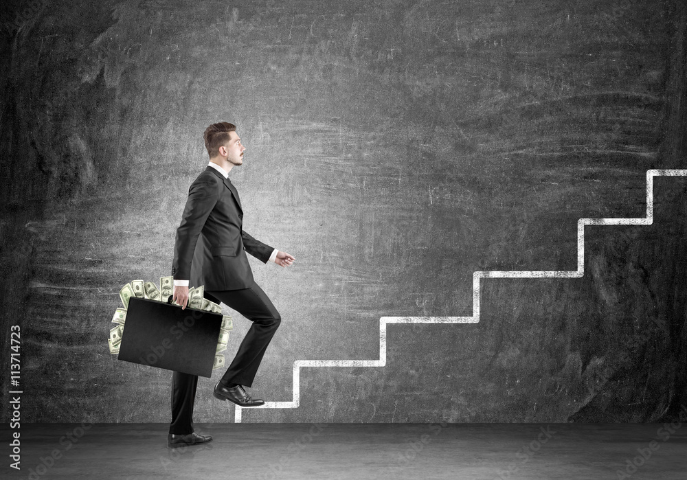 Businessman with briefcase financial growth Businessman with briefcase financial growth