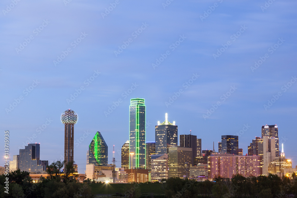 Dallas Downtown Skyline at night Stock Photo | Adobe Stock
