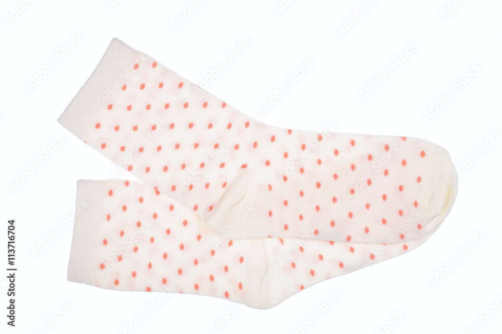 White polka dot childish socks isolated. White polka dot childish socks isolated.