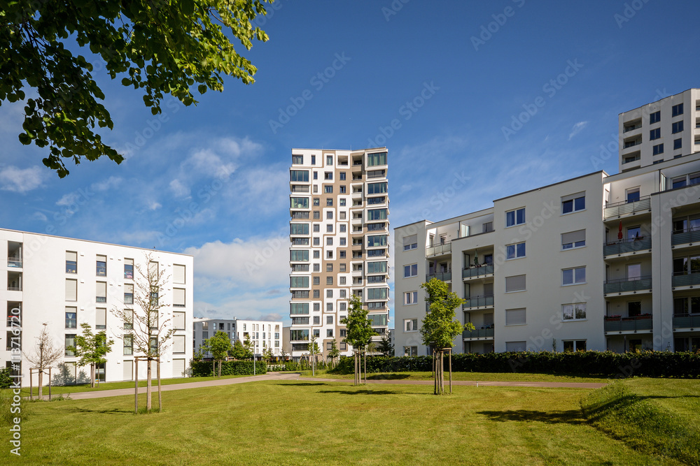 Apartment buildings in the city - Facade of new modern residential house