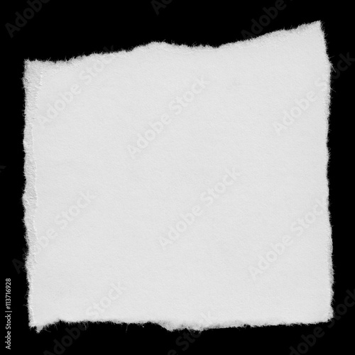 Torn White Paper Square Scrap Isolated on Black Background © Fredex