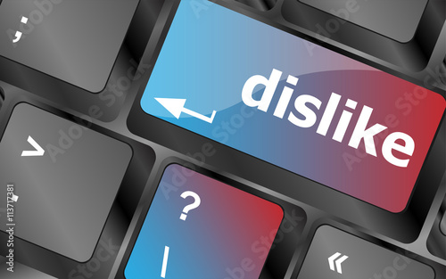 dislike key on keyboard for anti social media concepts . keyboard keys. vector illustration