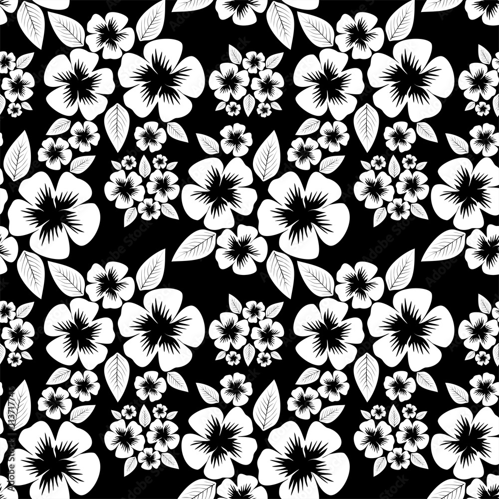 Seamless monochrome flower Pattern