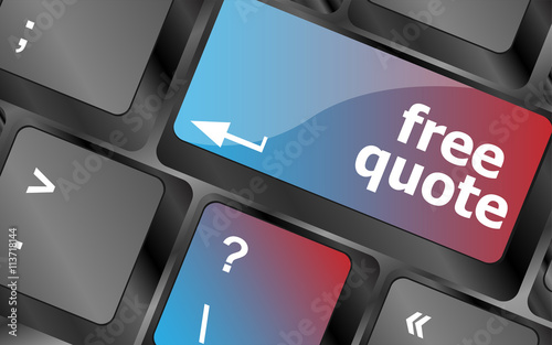 Keyboard with free quote button, business concept . keyboard keys. vector illustration