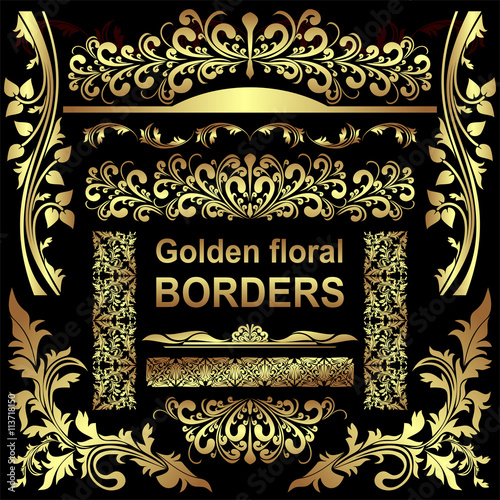 Golden floral Borders - set.