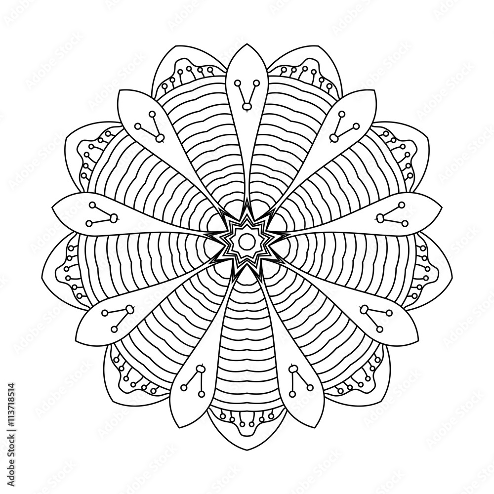 Fototapeta premium Abstract round ornament. Mandala. Abstract background. Design for coloring page