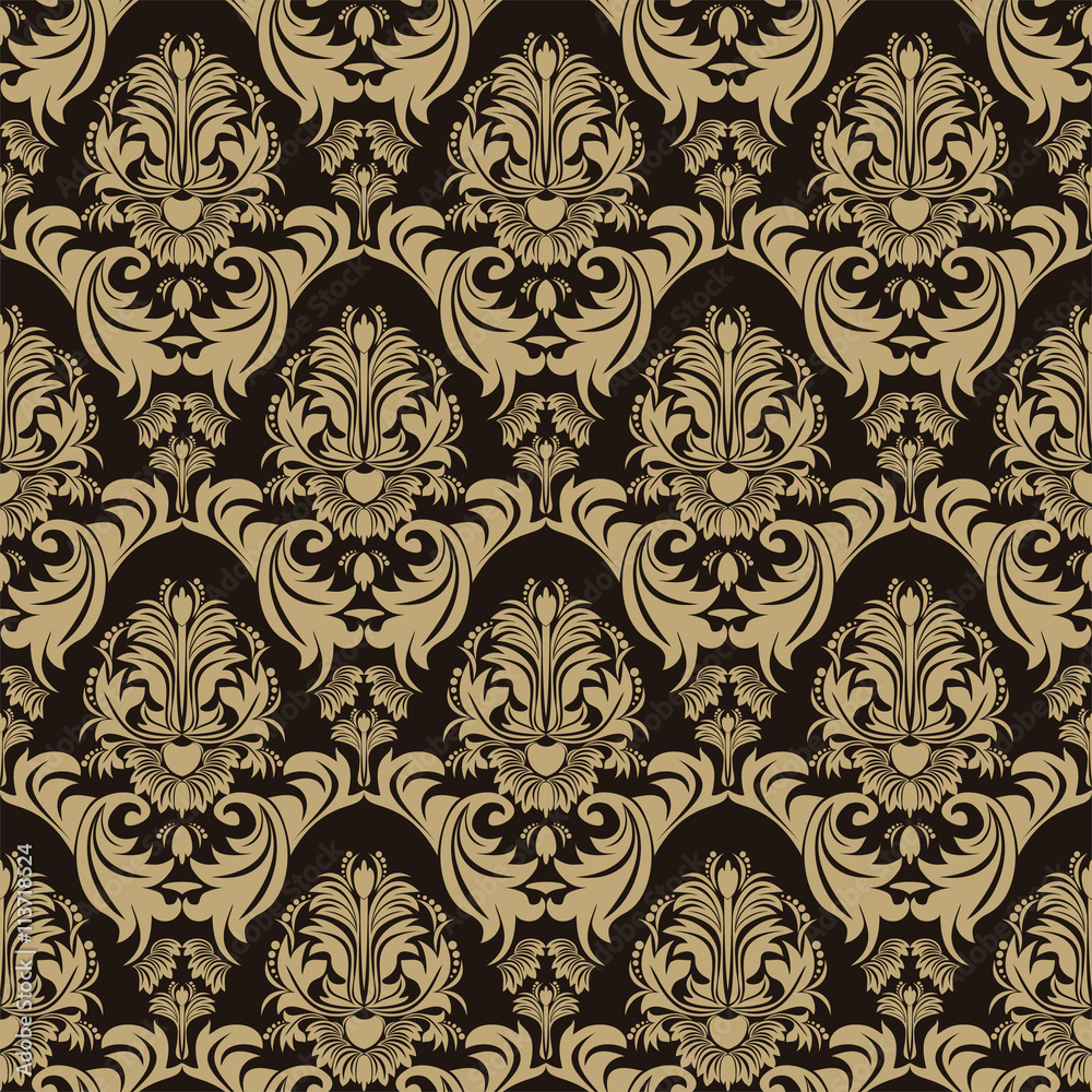 Seamless ornate floral Pattern on the chocolate Background