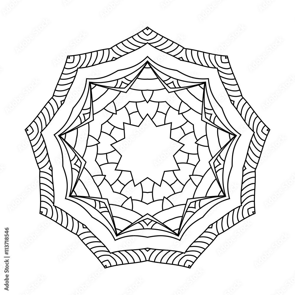 Abstract round ornament.  Mandala. Abstract background. Design for coloring page