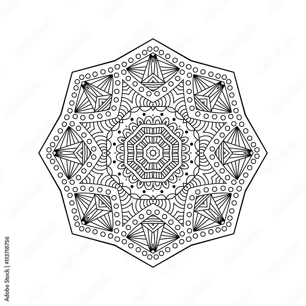 Abstract round ornament. Mandala. Abstract background. Design for coloring page