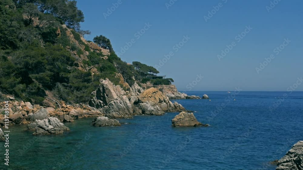 Sea view landscape from top of island Lloret del mar, Spain. Sea landscape. View of sea forest landscape. Sea view landscape from top of island Lloret del mar, Spain. Sea landscape. View of sea forest landscape.