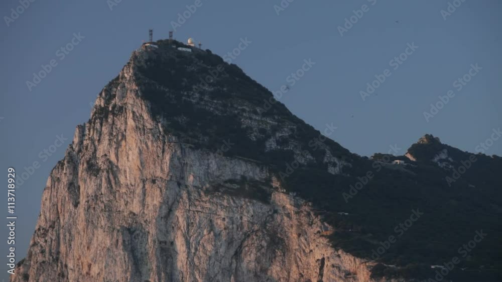 Morning scene of the summit of Gibraltar Rock with clear blue sky, UK. Morning scene of the summit of Gibraltar Rock with clear blue sky, UK.