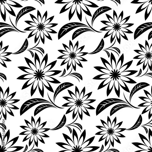 Black ornamental Flower Pattern on white