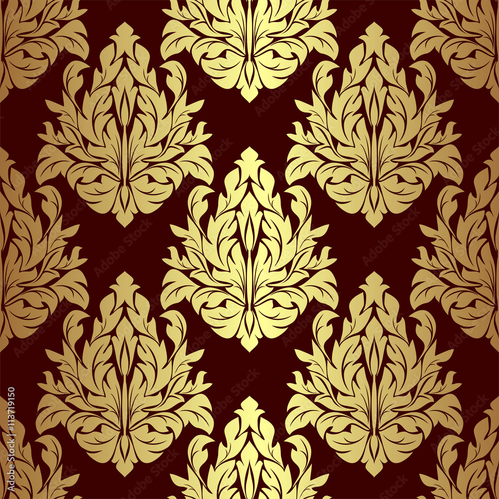 Luxury gold floral ornamental Pattern on red. Luxury gold floral ornamental Pattern on red.