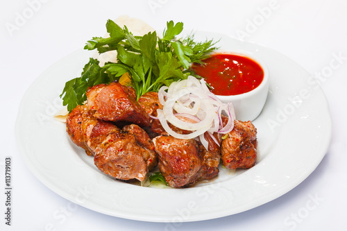 kebab with onion and sauce