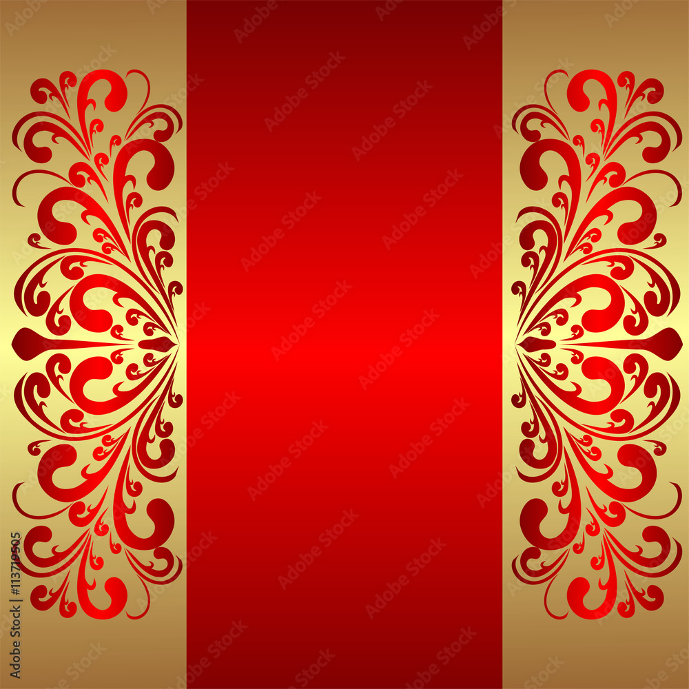 Elegant red Background with royal Borders. Stock Vector | Adobe Stock