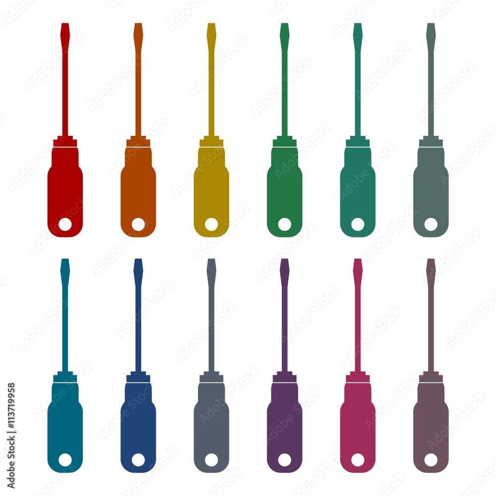 Screwdriver vector icons set Screwdriver vector icons set