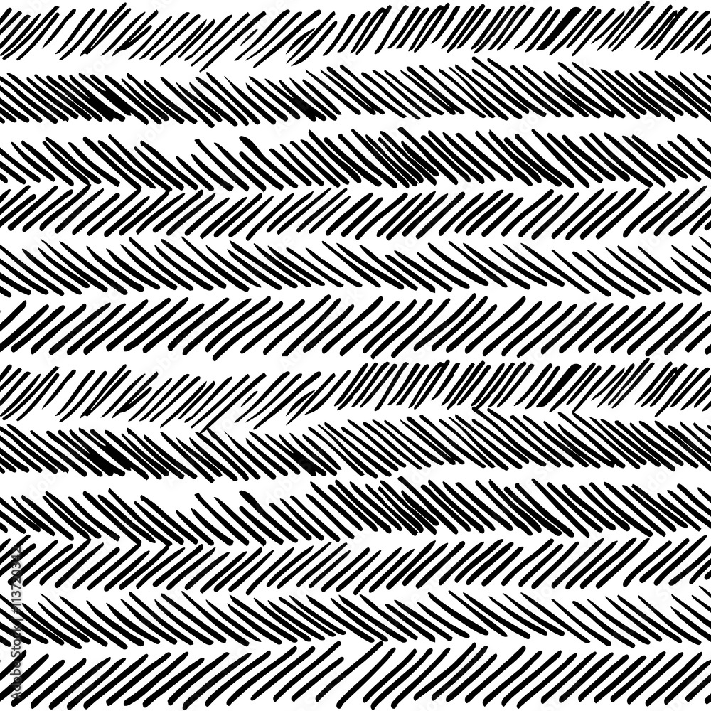 Stripe black and white boho retro seamless pattern
