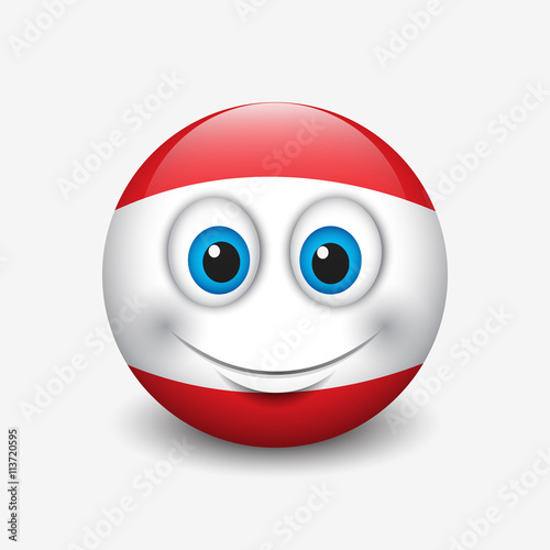 Cute emoticon isolated on white background with Austria flag motive - smiley 