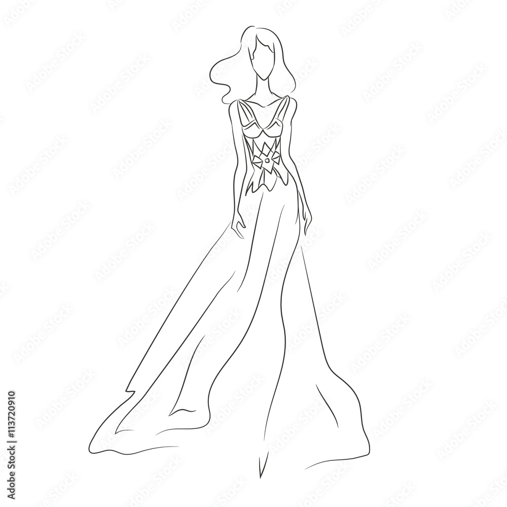 Vector illustration of beautiful woman's silhouette in dress Vector illustration of beautiful woman's silhouette in dress