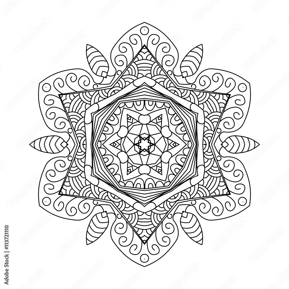 Abstract round ornament. Mandala. Abstract background. Design for coloring page