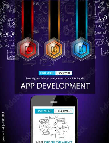 App Development Infpgraphic Concept Background with Doodle design style photo