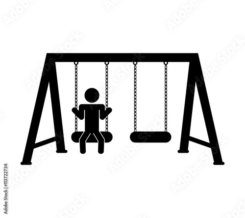 Green area and Playground object design. swing icon. vector grap