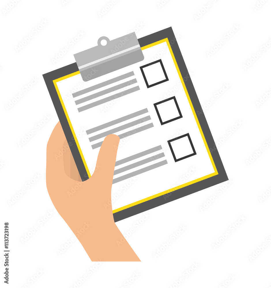 Document design. Check list over isolated illustration, vector g Document design. Check list over isolated illustration, vector g
