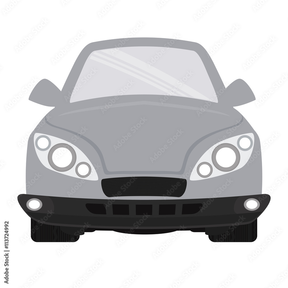 Grey automobile ahead. Transportation icon. vector graphic