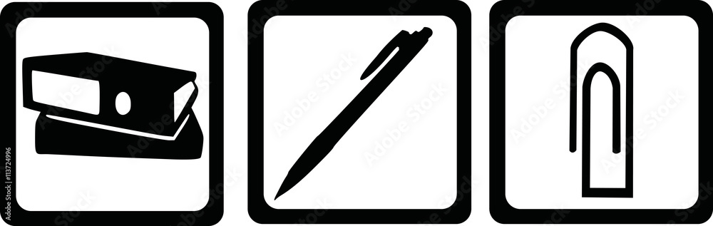 Office tools - file, biro, paper clip Office tools - file, biro, paper clip