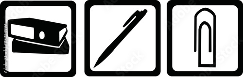 Office tools - file, biro, paper clip