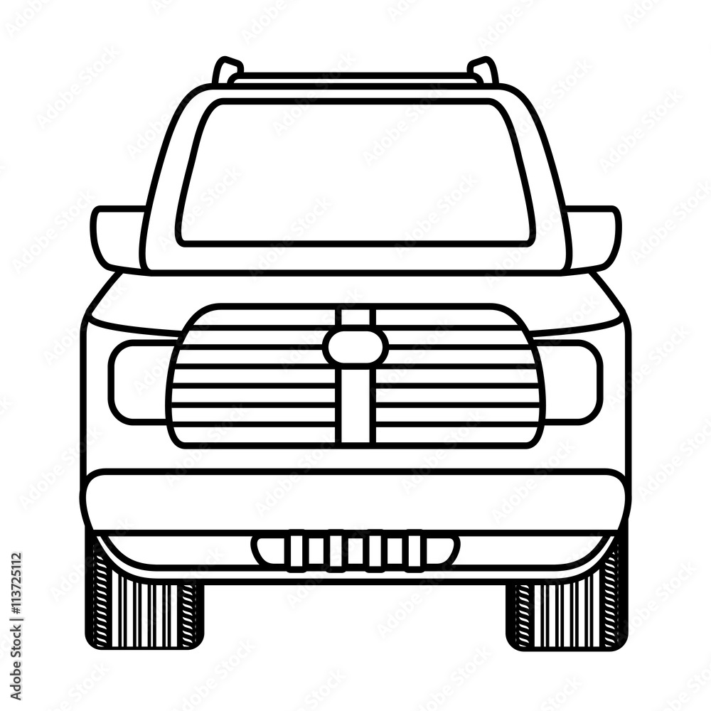 Silhouette of ahead automobile car. Transportation icon. vector 